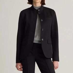 NWOT Quince ultra-stretch ponte stand collar blazer black L